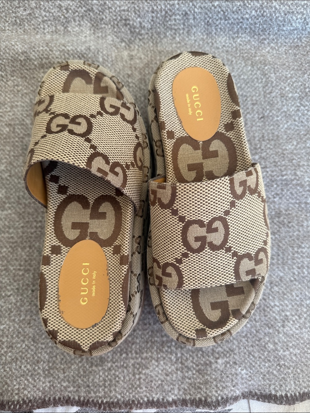 Gucci Kids GG Canvas Slide Sandals - Beige & Brown - Picture 4 of 4